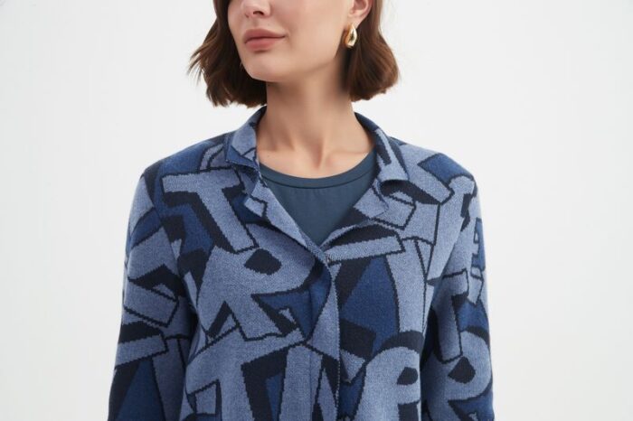 Letter Block Zip Cardigan (Tirelli Brand) - Image 2