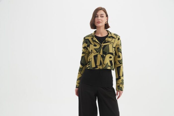 Letter Block Zip Cardigan (Tirelli Brand) - Image 3