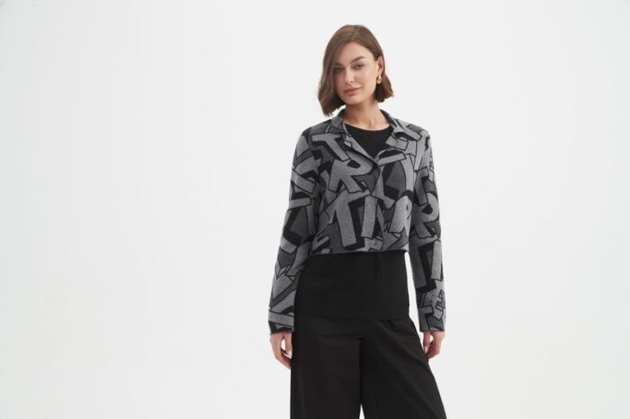 Letter Block Zip Cardigan (Tirelli Brand) - Image 5