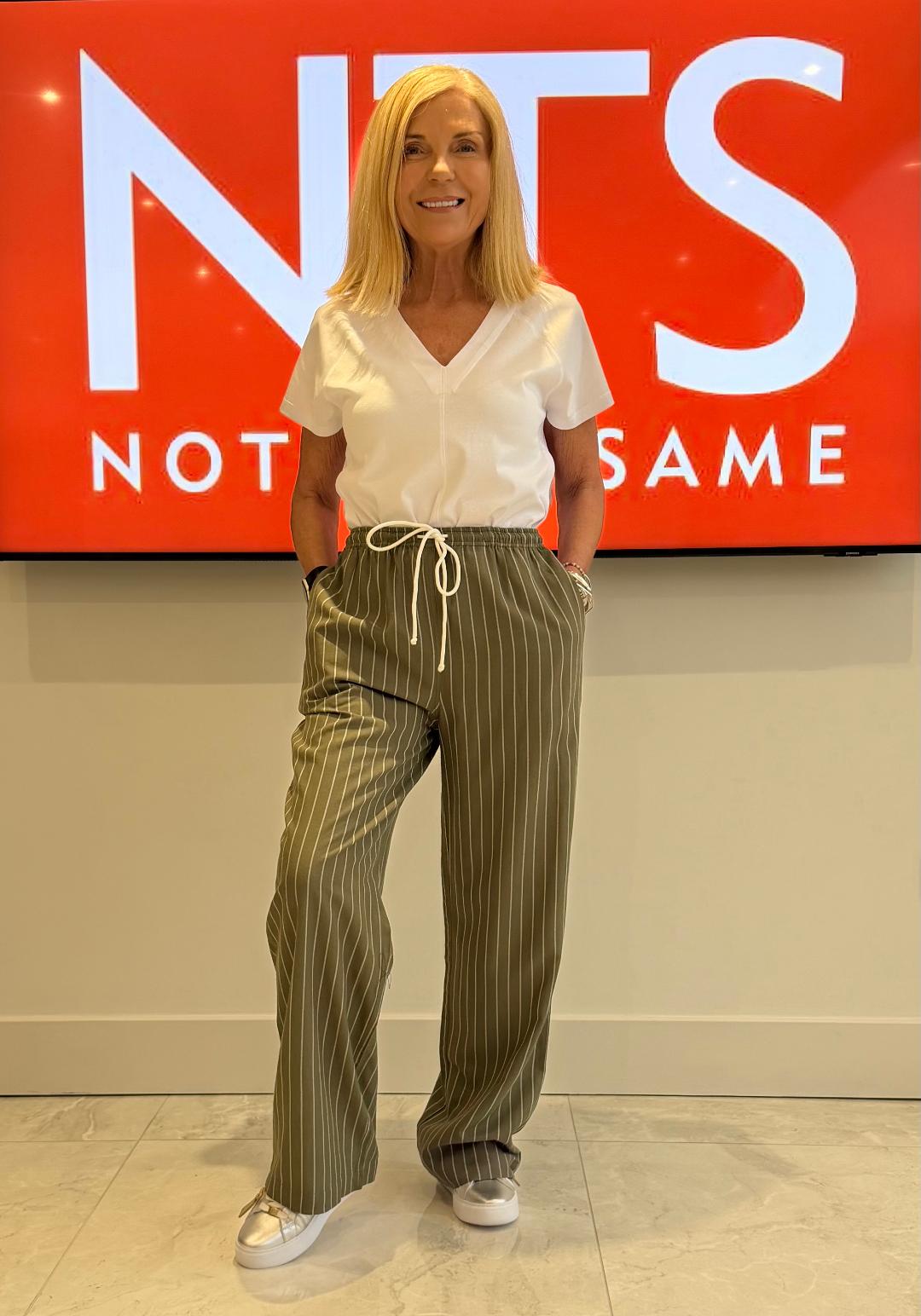 Wide Leg Stripe Palazzo Trouser (Pinns Brand)